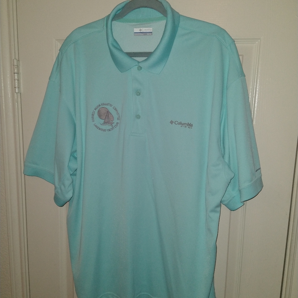 Columbia PFG Omni Shade Blue Fishing Polo Shirt Men's sz XL
